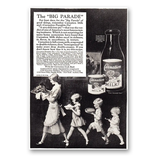 1926 Carnation Milk Big Parade Vintage Magazine Print Ad