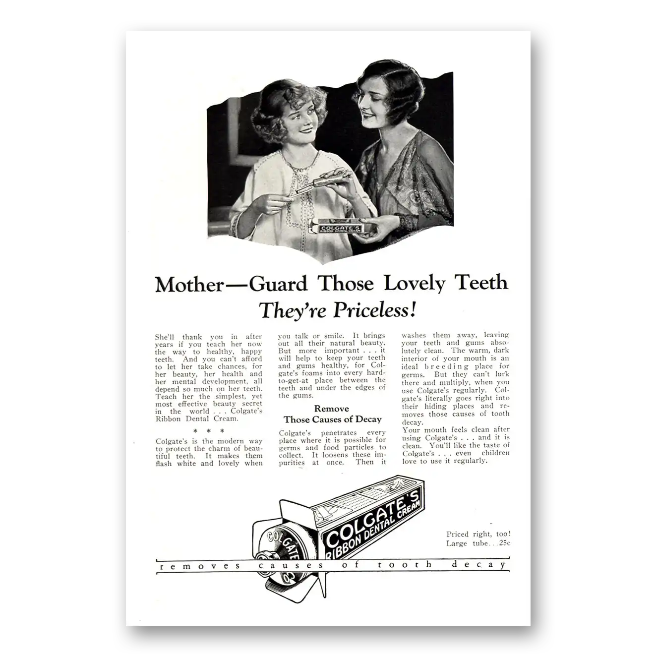 1926 Colgate Dental Cream Mother Guard Those Lovely Teeth Vintage Magazine Print Ad