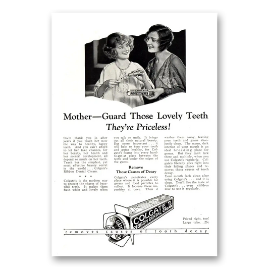 1926 Colgate Dental Cream Mother Guard Those Lovely Teeth Vintage Magazine Print Ad