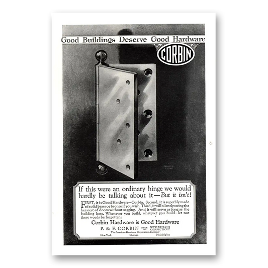 1926 P & F Corbin Hardware Ordinary Hinge Vintage Magazine Print Ad