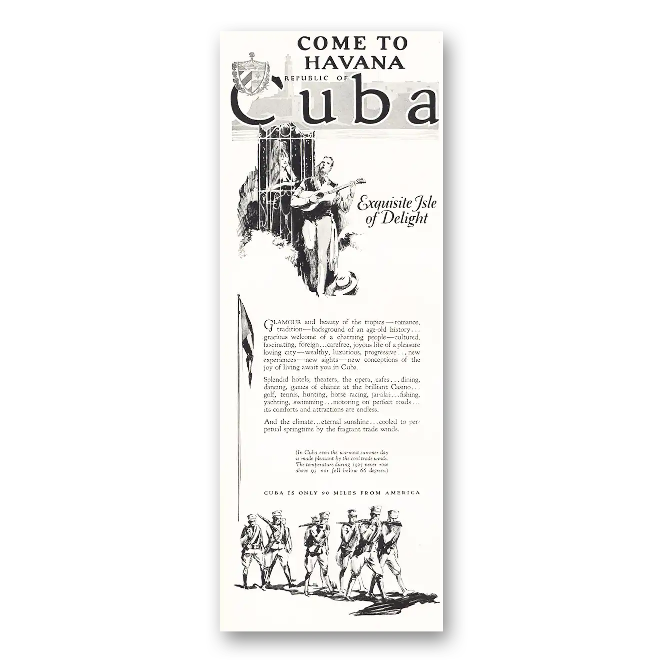 1926 Cuba Exquisite Isle of Delight Havana Vintage Magazine Print Ad