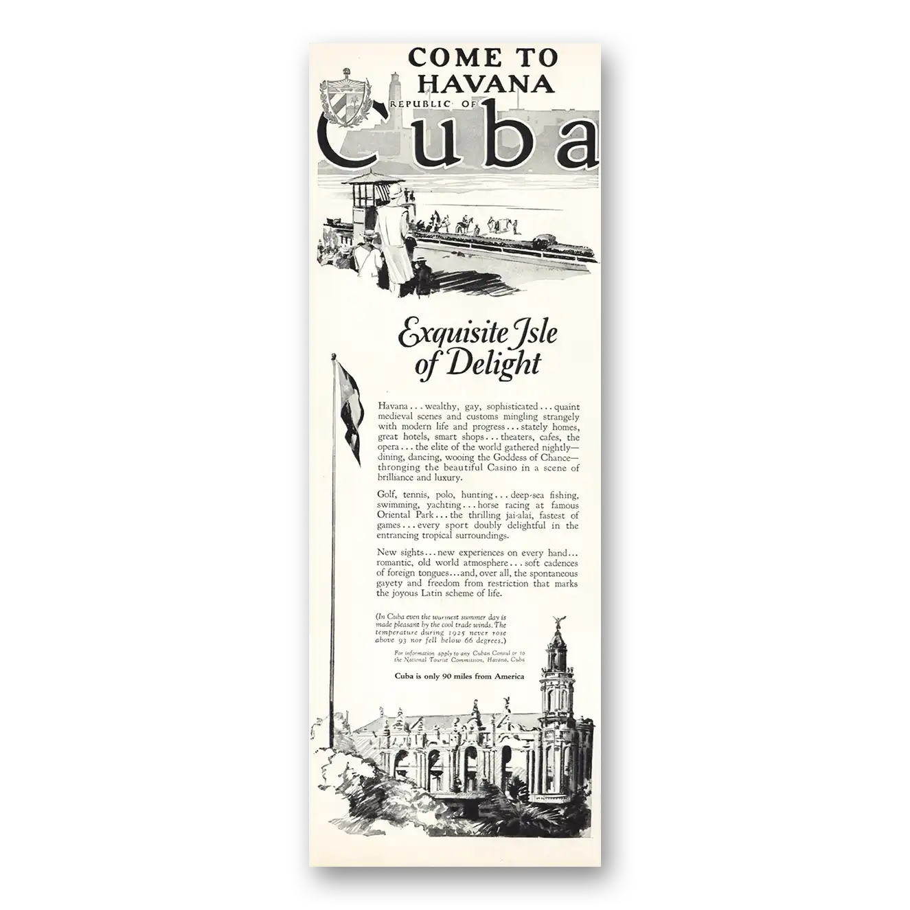 1926 Cuba Exquisite Isle of Delight Vintage Magazine Print Ad