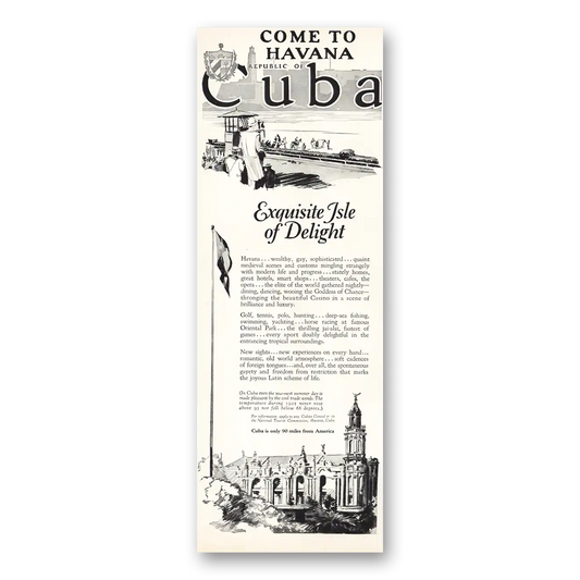 1926 Cuba Exquisite Isle of Delight Vintage Magazine Print Ad