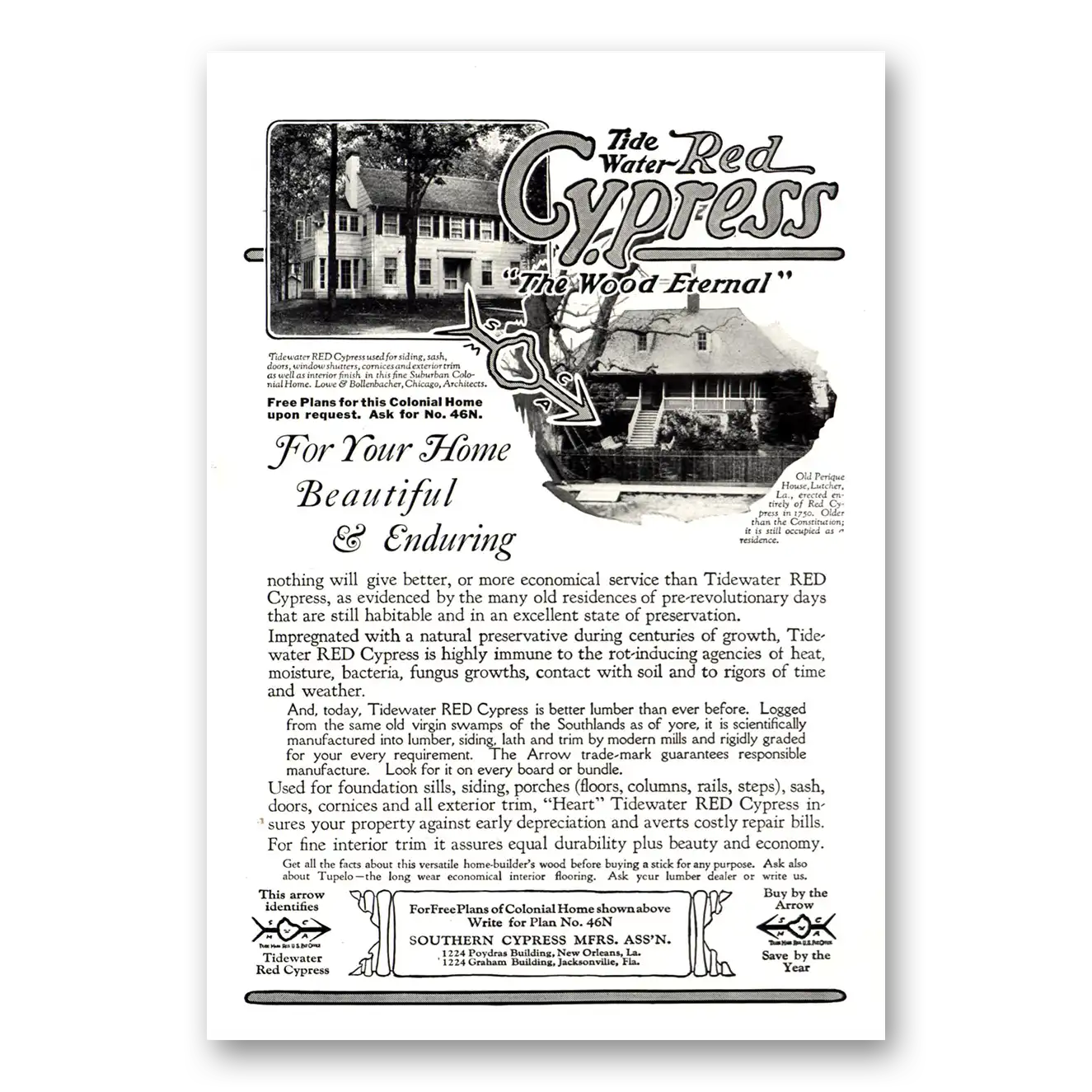 1926 Southern Cypress Tide Water Red Cypress Vintage Magazine Print Ad