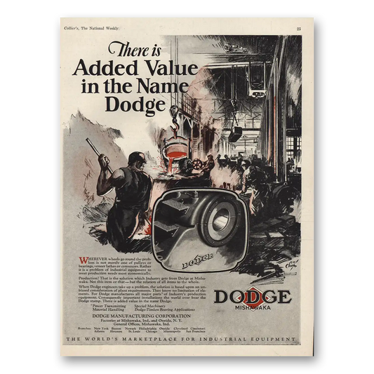 1926 Dodge Mishawaka Added Value In the Name Dodge Vintage Magazine Print Ad