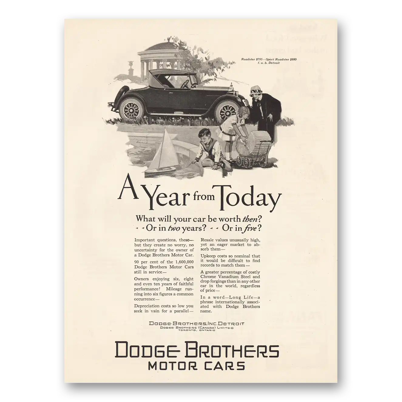 1926 Dodge Roadster Year From Today Vintage Magazine Print Ad