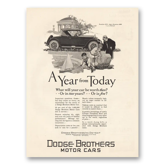 1926 Dodge Roadster Year From Today Vintage Magazine Print Ad