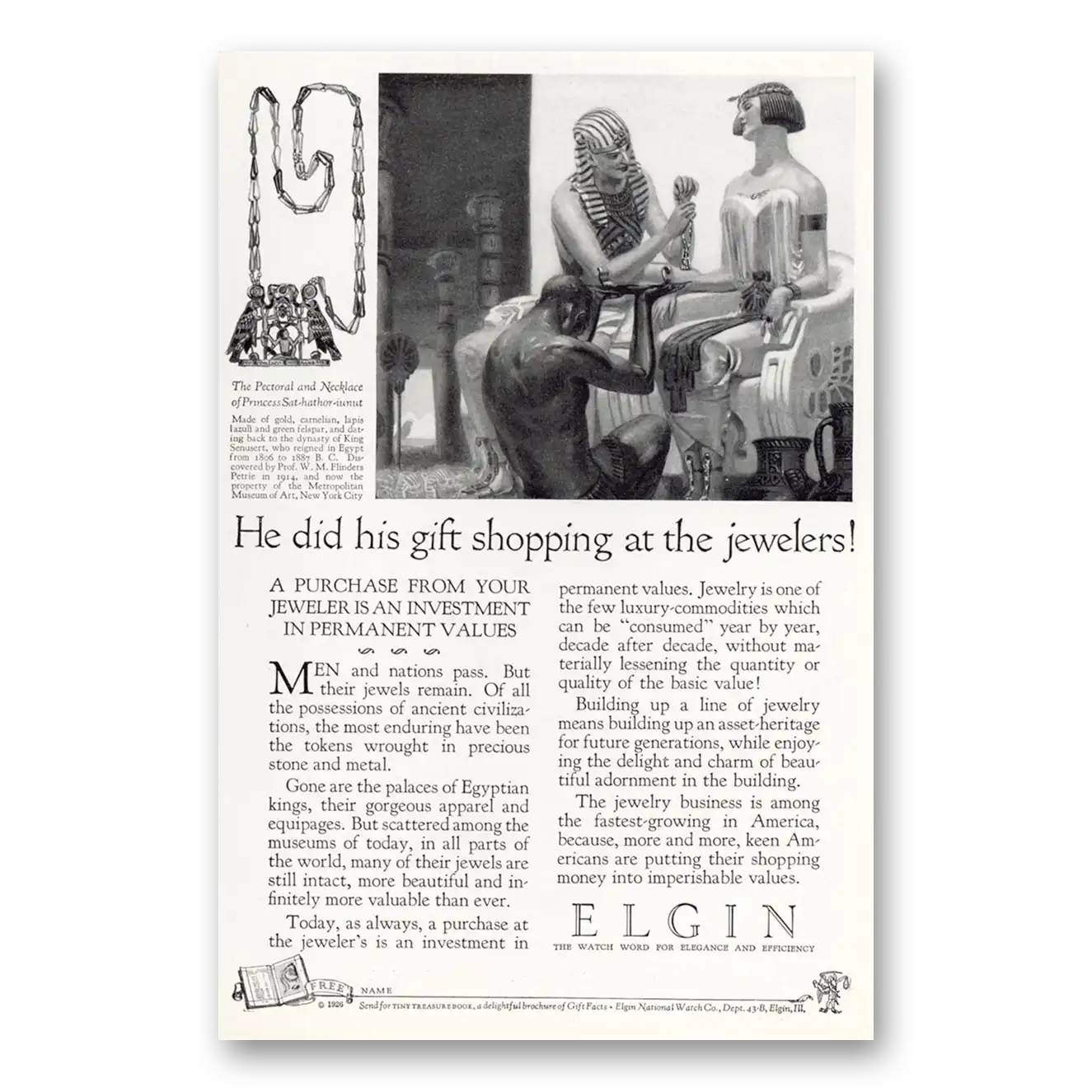 1926 Elgin Watch He Did His Gift Shopping at the Jewelers Vintage Magazine Print Ad