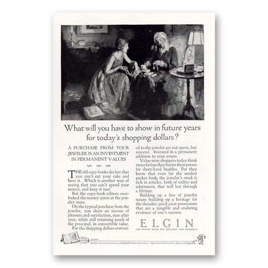 1926 Elgin Watch Show In Future Years Vintage Magazine Print Ad