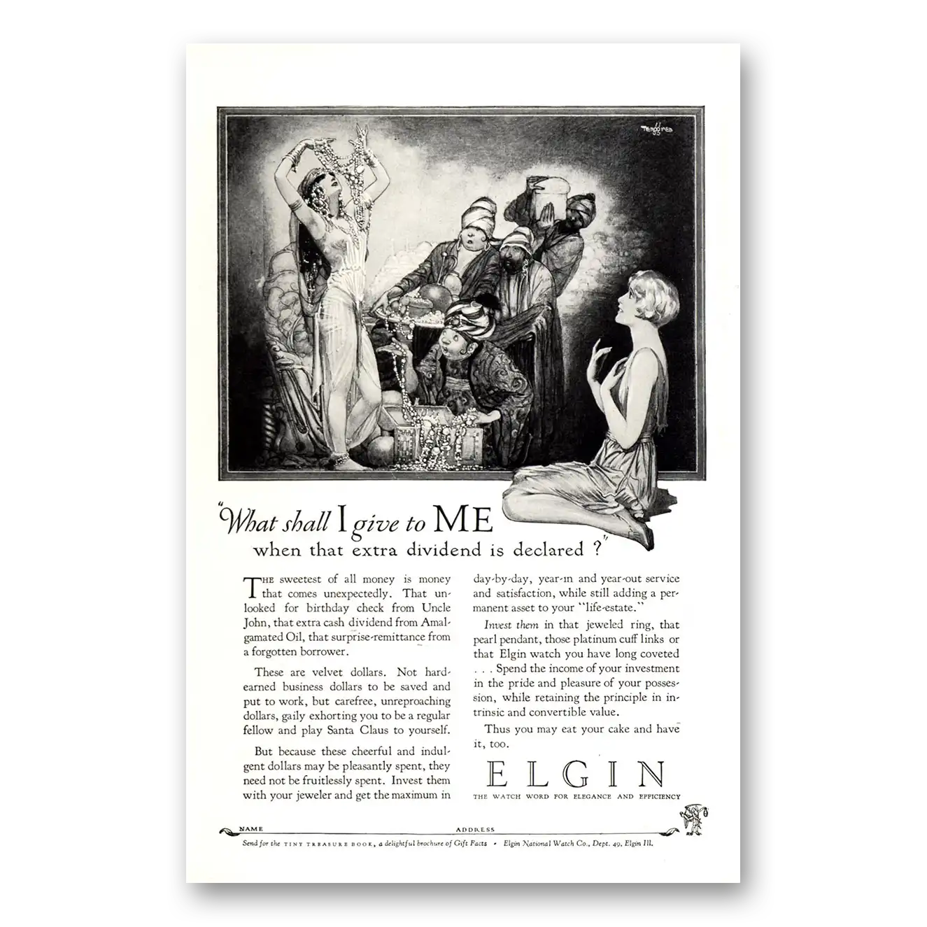 1926 Elgin Watch What Shall I Give to Me Vintage Magazine Print Ad