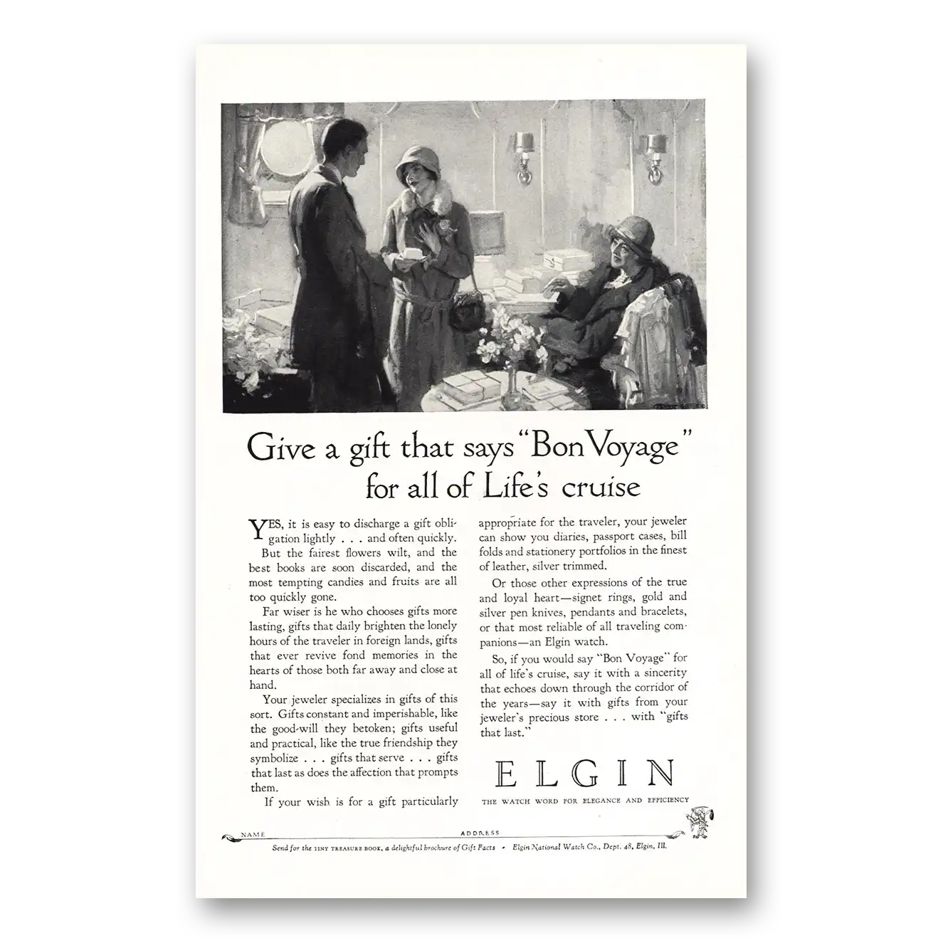 1926 Elgin Watch Bon Voyage Lifes Cruise Vintage Magazine Print Ad