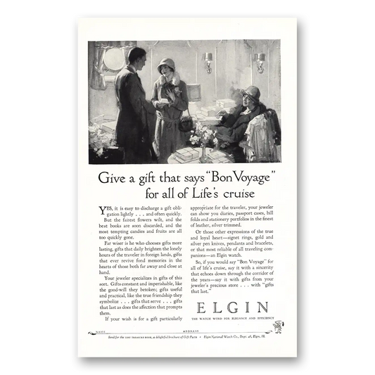 1926 Elgin Watch Bon Voyage Lifes Cruise Vintage Magazine Print Ad