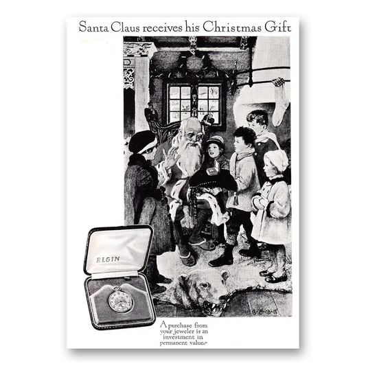 1926 Elgin Watch Santa Claus Receives His Christmas Gift Vintage Magazine Print Ad