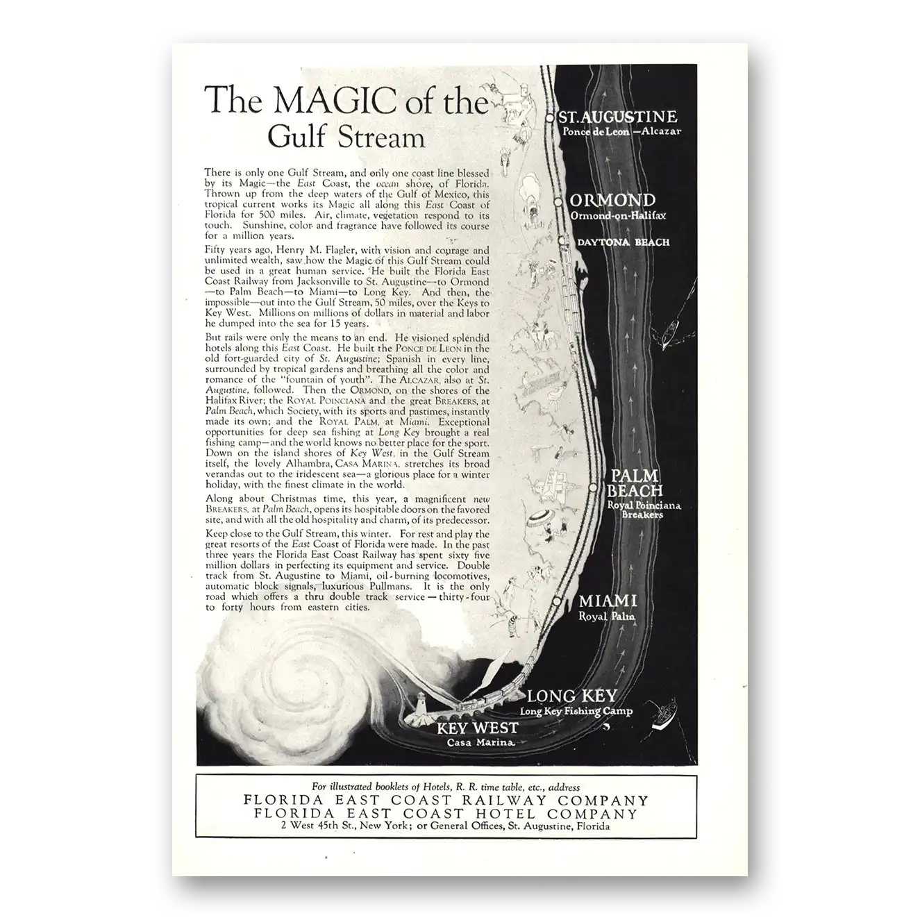 1926 Florida East Coast Railway Magic of the Gulf Stream Vintage Magazine Print Ad