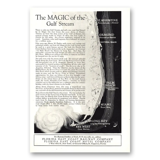 1926 Florida East Coast Railway Magic of the Gulf Stream Vintage Magazine Print Ad