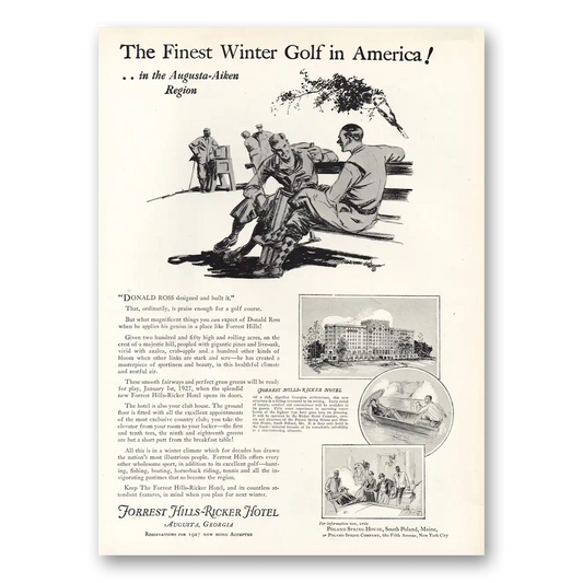 1926 Forrest Hills Ricker Hotel Finest Winter Golf in America Vintage Magazine Print Ad