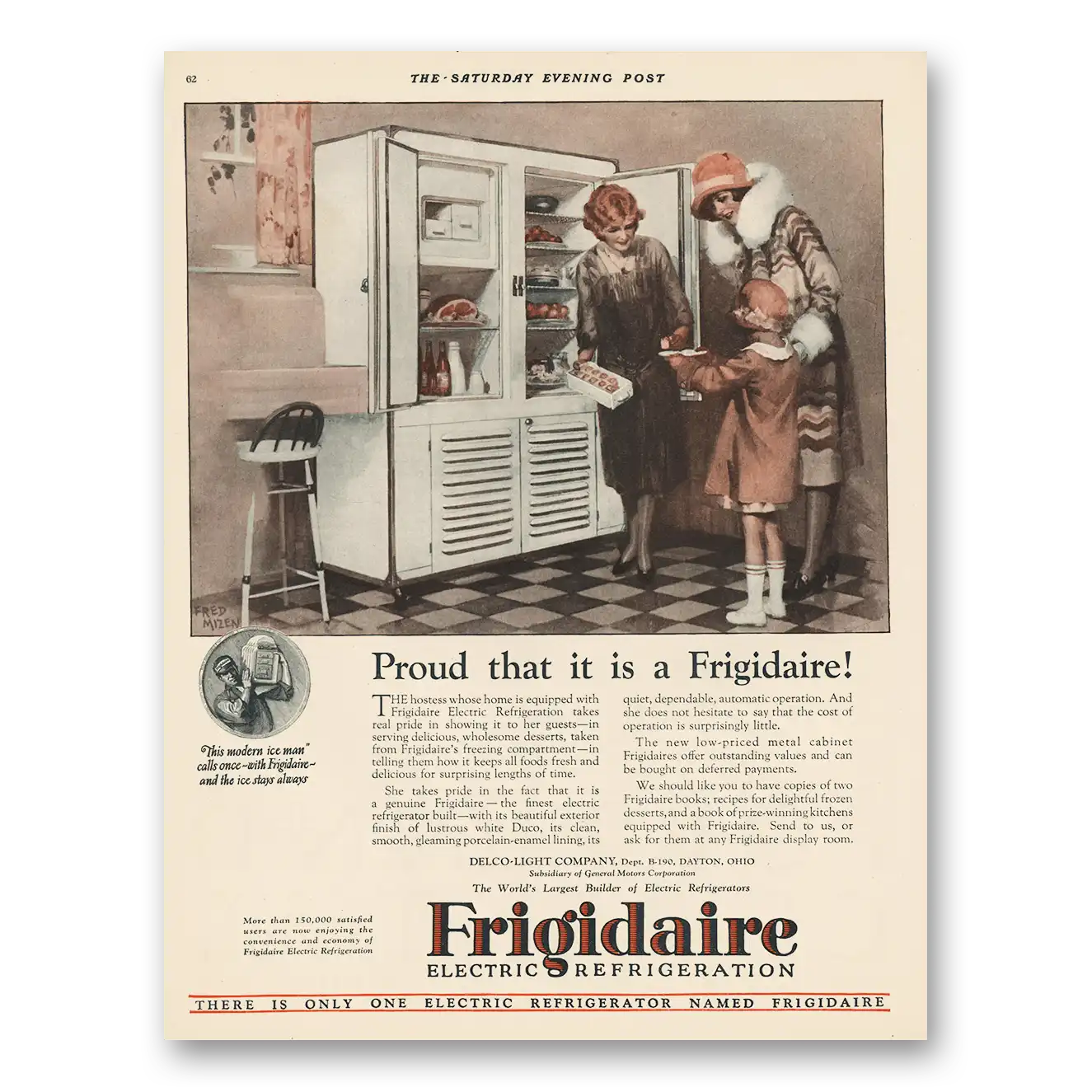 1926 Frigidaire Refrigerator Proud That It Is a Frigidaire Vintage Magazine Print Ad