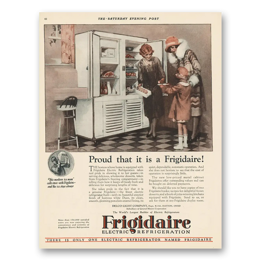 1926 Frigidaire Refrigerator Proud That It Is a Frigidaire Vintage Magazine Print Ad