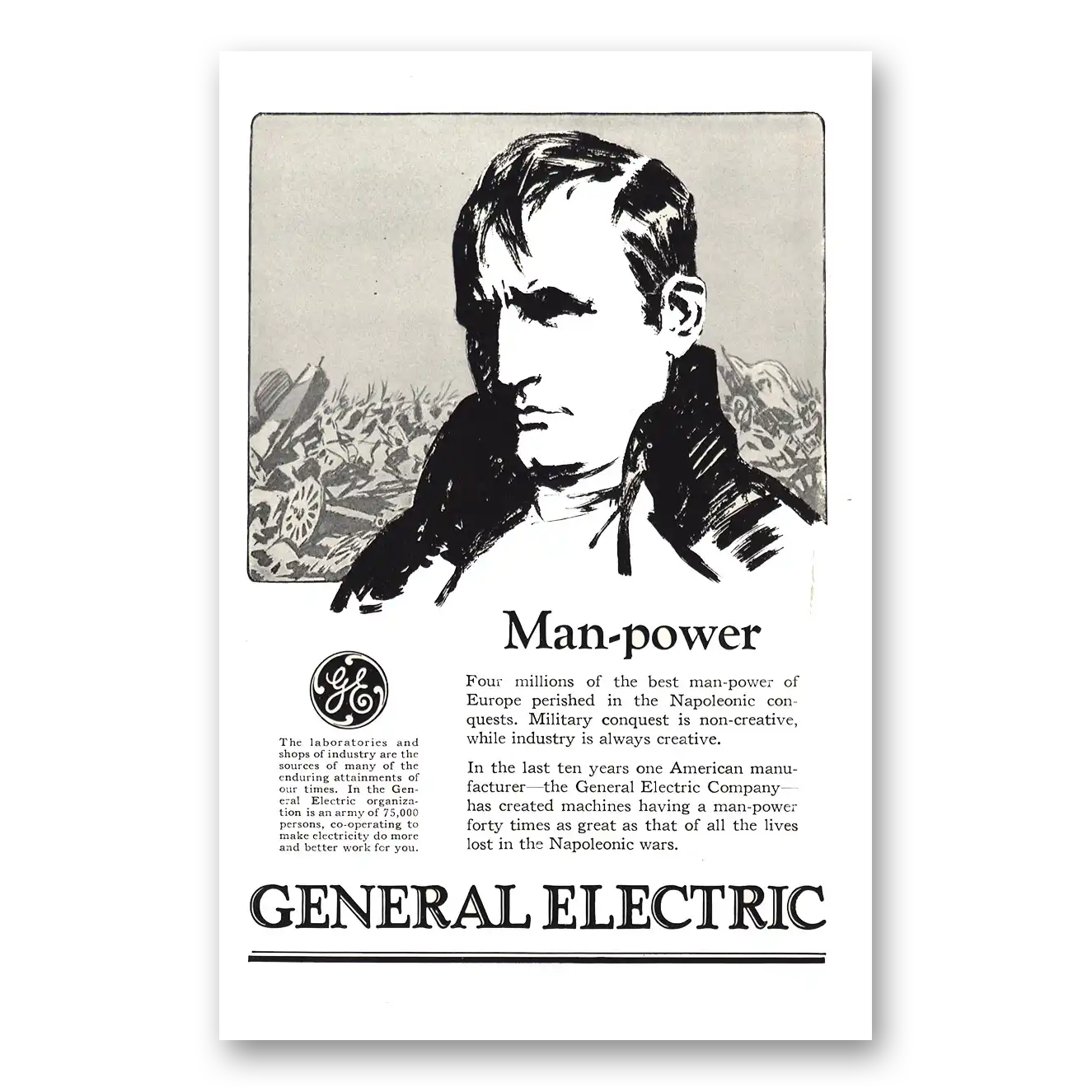 1926 General Electric Man Power Napoleon Vintage Magazine Print Ad