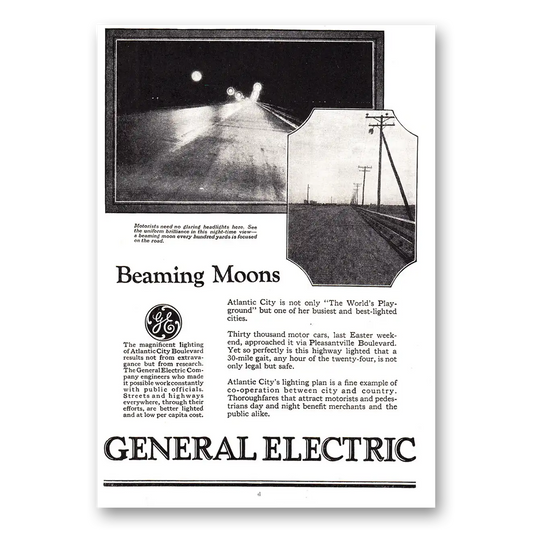 1926 General Electric Beaming Moons Vintage Magazine Print Ad