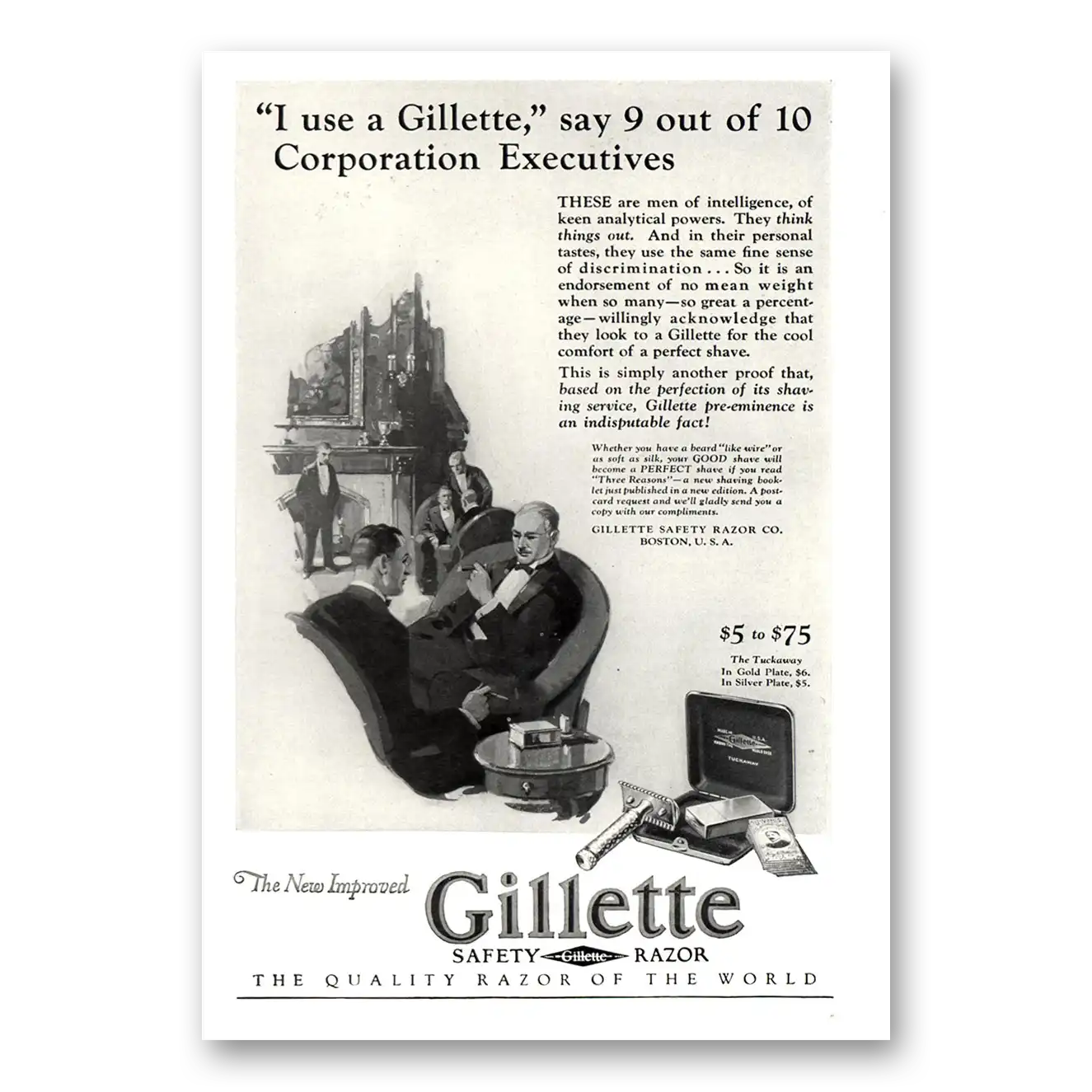 1926 Gillette Razor Corporation Executives Vintage Magazine Print Ad