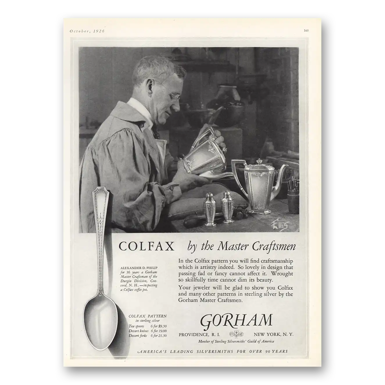 1926 Gorham Silver Silver Colfax by Master Craftsmen Vintage Magazine Print Ad