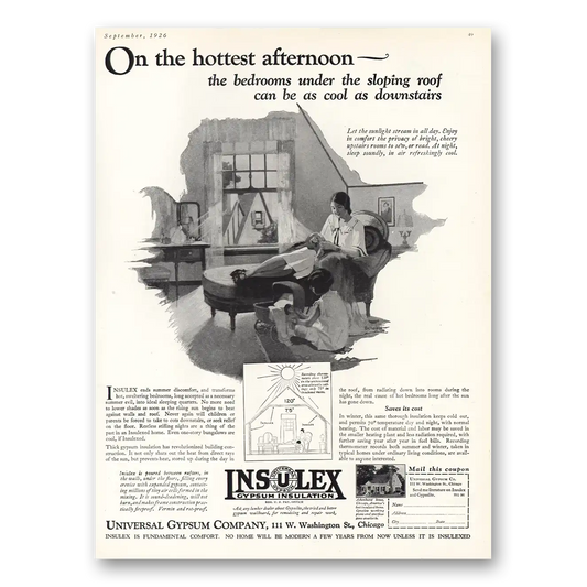 1926 Universal Gypsum On the Hottest Afternoon Vintage Magazine Print Ad