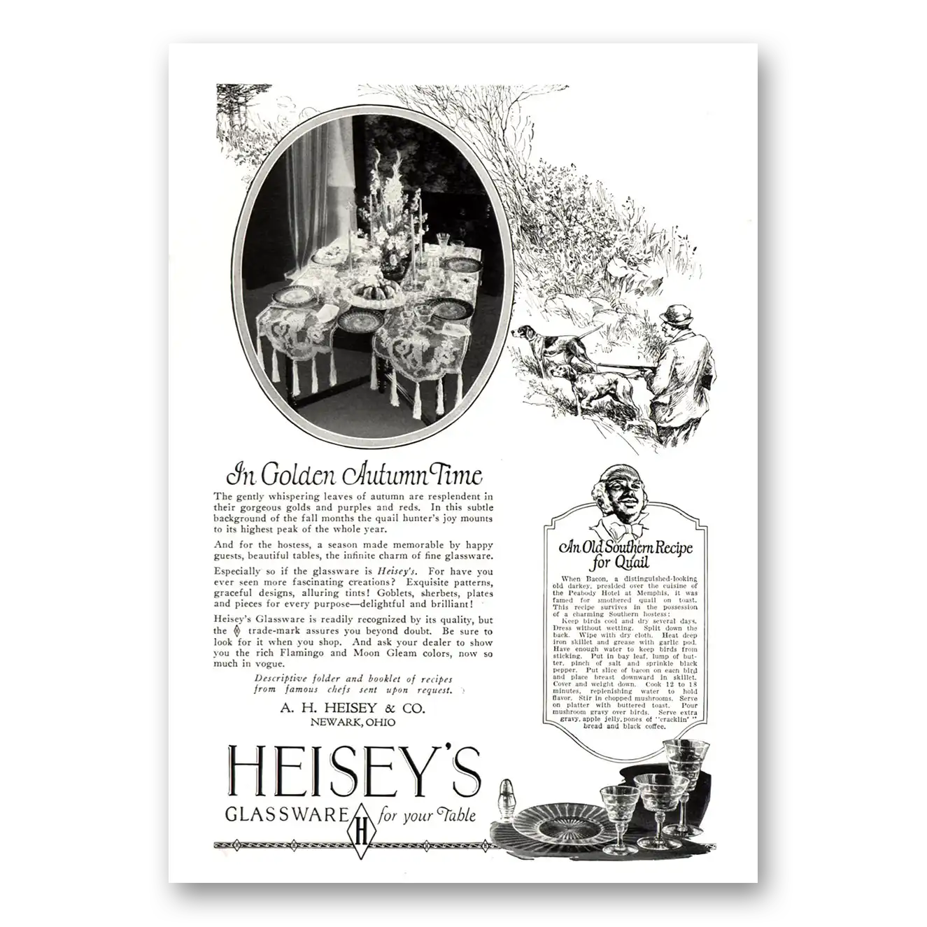 1926 Heiseys Glassware Golden Autumn Time Vintage Magazine Print Ad