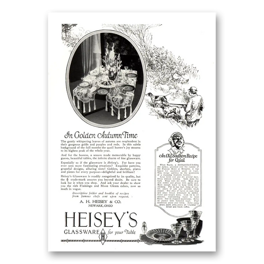 1926 Heiseys Glassware Golden Autumn Time Vintage Magazine Print Ad