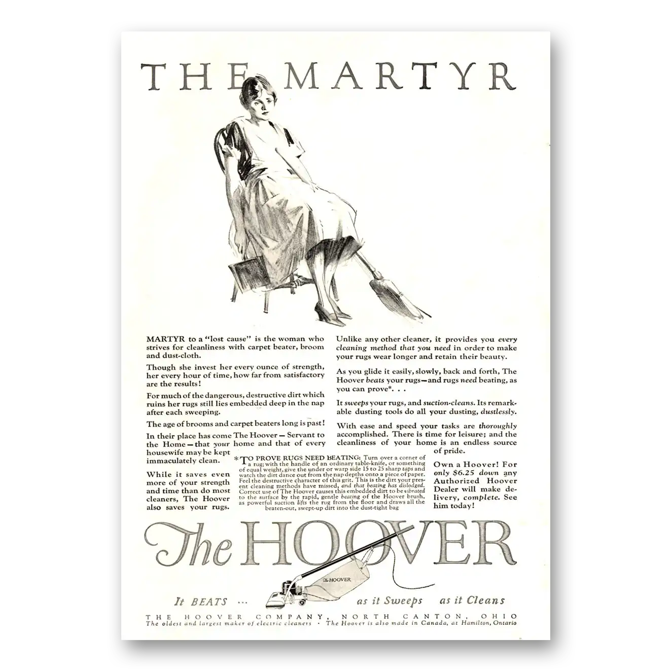 1926 Hoover Vacuum The Martyr Vintage Magazine Print Ad