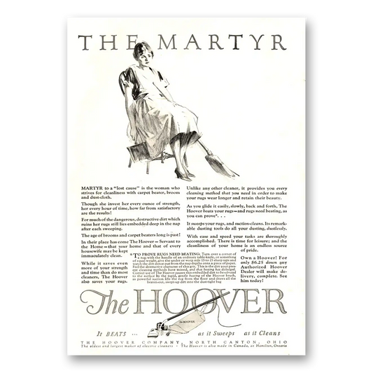 1926 Hoover Vacuum The Martyr Vintage Magazine Print Ad