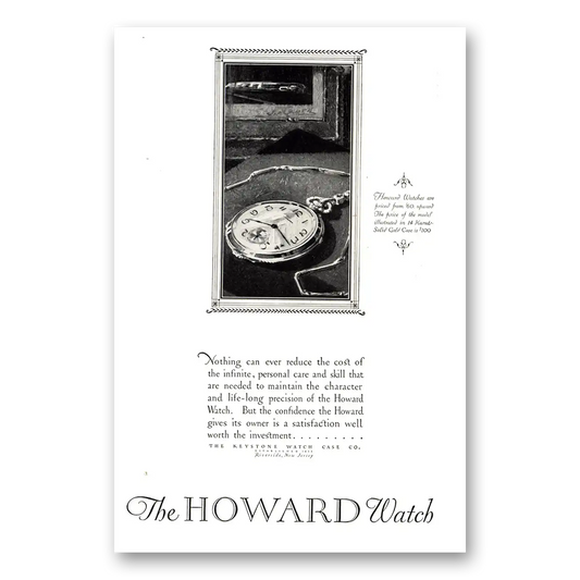 1926 Howard Watch Nothing Can Ever Reduce the Cost Vintage Magazine Print Ad