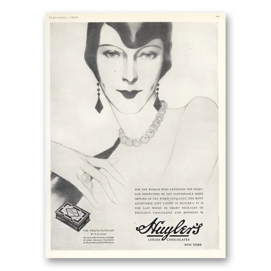 1926 Huylers Candy Chocolates Woman Expresses Exquisite Perfection Vintage Magazine Print Ad