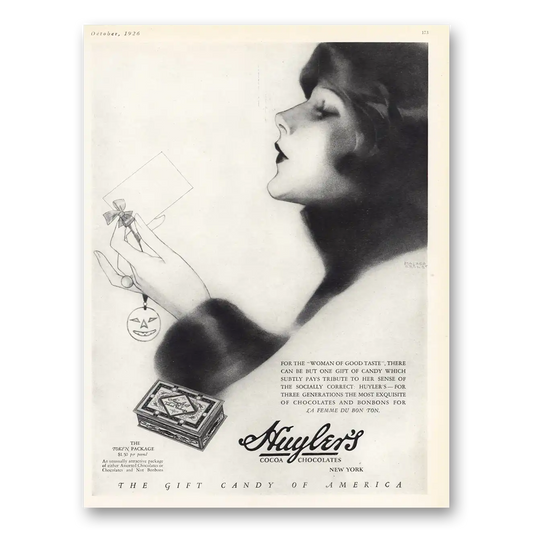 1926 Huylers Candy Cocoa Chocolates Woman of Good Taste Vintage Magazine Print Ad