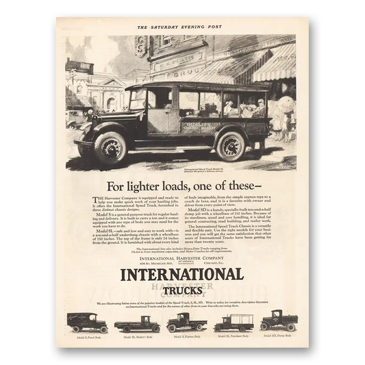 1926 International Trucks Lighter Loads One of These Vintage Magazine Print Ad