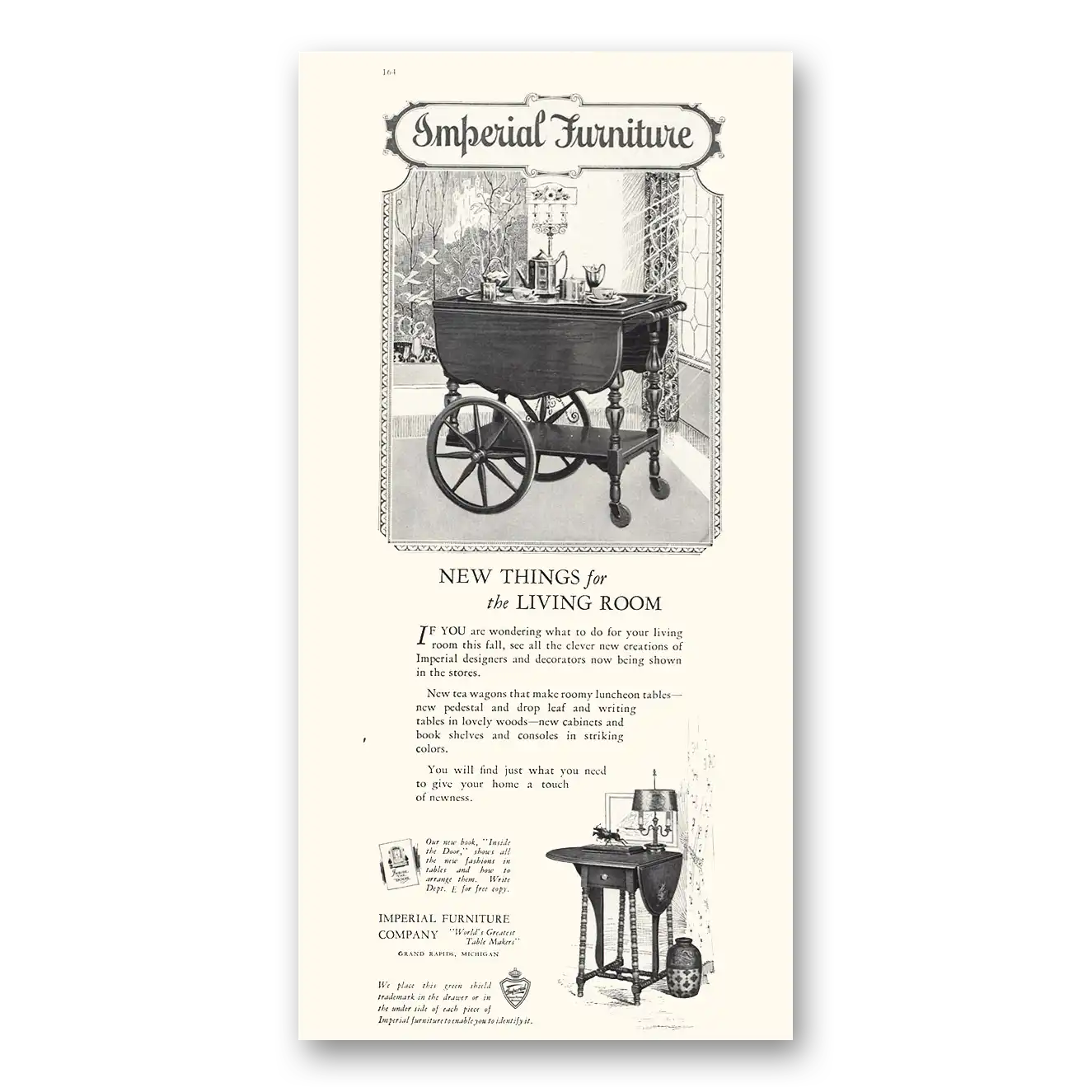 1926 Imperial Furniture New Things for the Living Room Vintage Magazine Print Ad