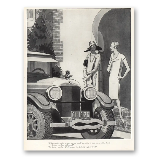 1926 Kelly Springfield Tires Start Out All Day Drive Vintage Magazine Print Ad