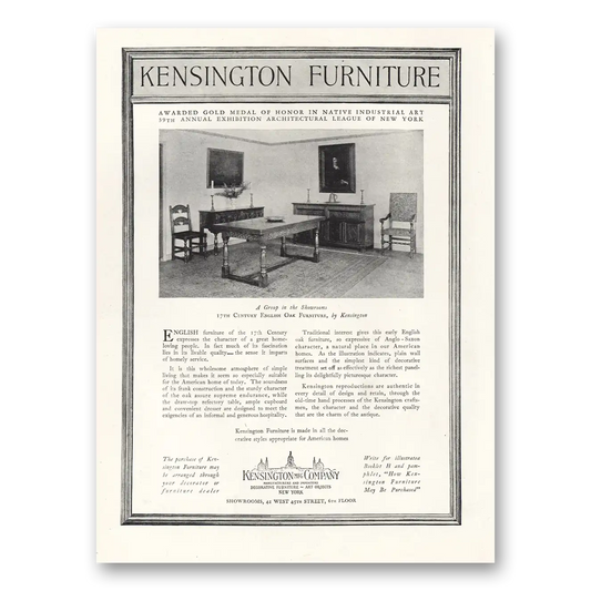 1926 Kensington Furniture Native Industrial Art Vintage Magazine Print Ad