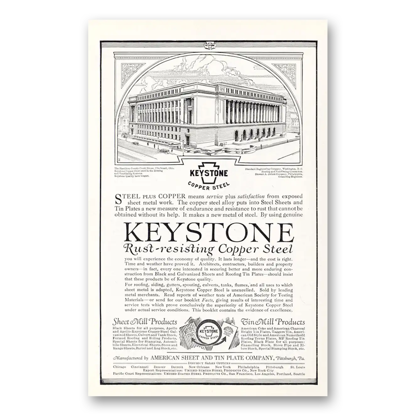 1926 Keystone Copper Steel Rust Resisting Vintage Magazine Print Ad