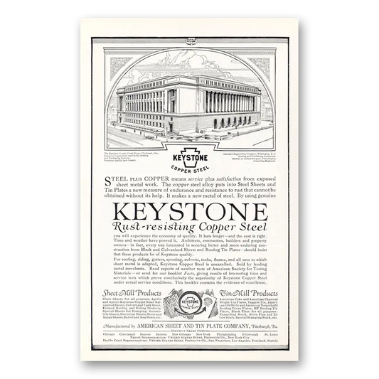 1926 Keystone Copper Steel Rust Resisting Vintage Magazine Print Ad