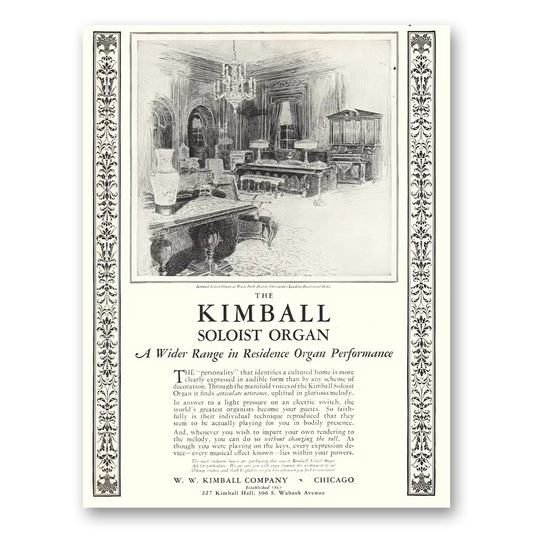 1926 Kimball Piano Wider Range Residence Organ Performance Vintage Magazine Print Ad