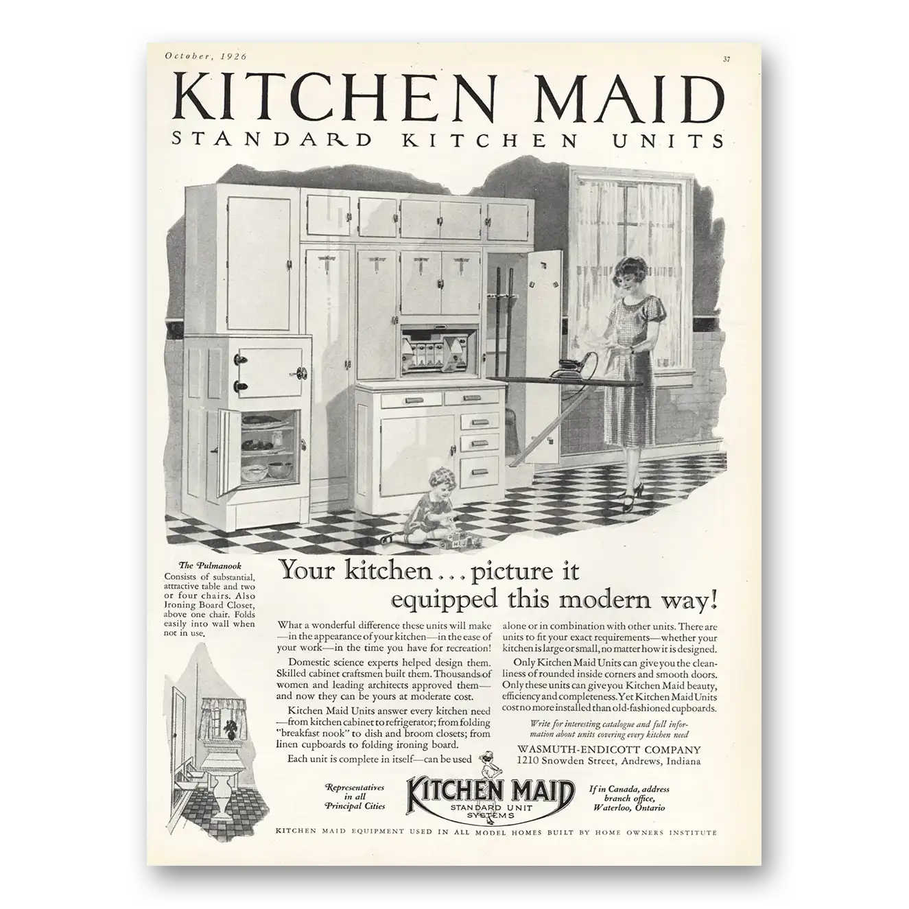 1926 Kitchen Maid Your Kitchen Equipped This Modern Way Vintage Magazine Print Ad