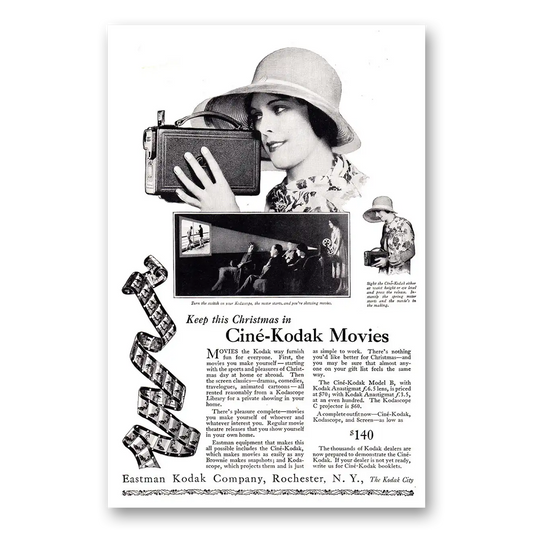 1926 Cine Kodak B Camera Movies Keep This Christmas Vintage Magazine Print Ad