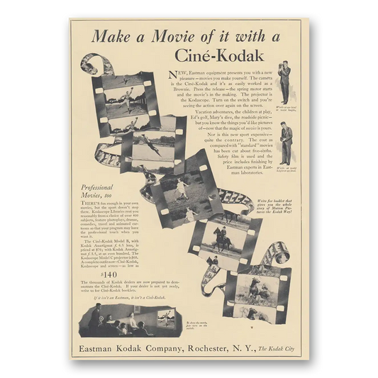 1926 Cine Kodak B Camera Make Movie of It With a Cine Kodak Vintage Magazine Print Ad