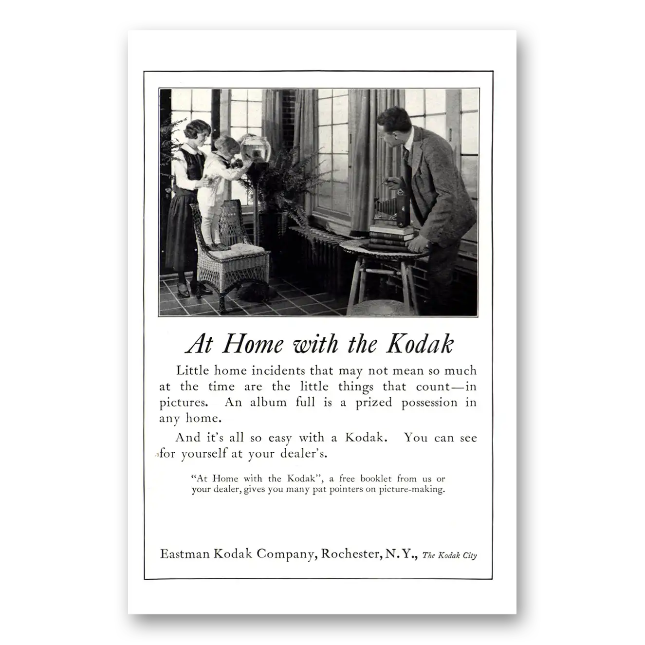 1926 Kodak At Home Vintage Magazine Print Ad