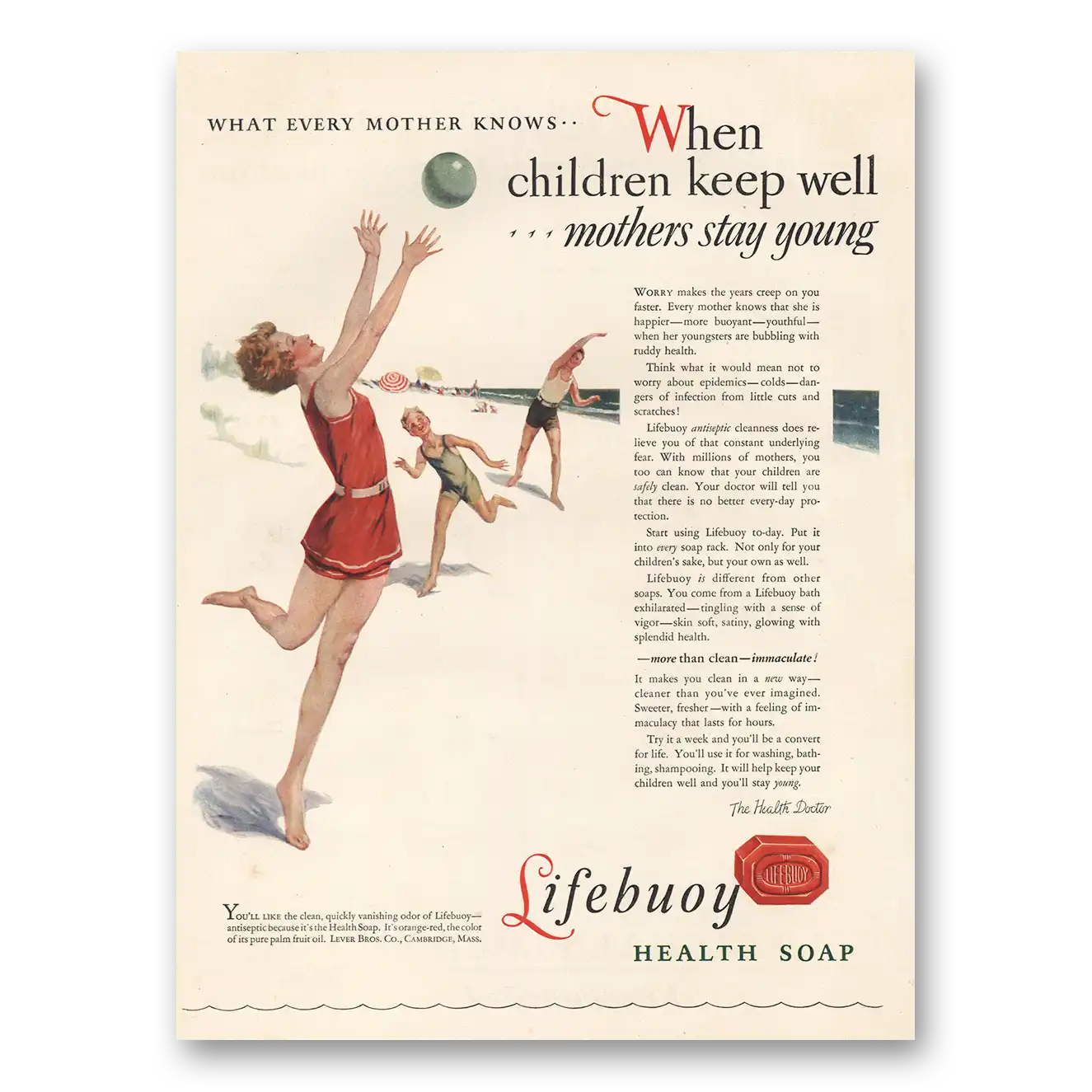 1926 Lifebuoy Soap Children Keep Well Mothers Stay Strong Vintage Magazine Print Ad