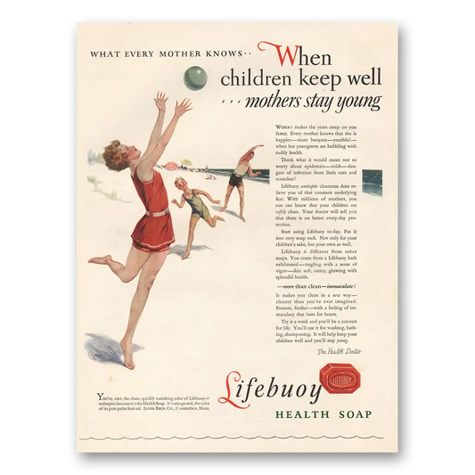 1926 Lifebuoy Soap Children Keep Well Mothers Stay Strong Vintage Magazine Print Ad