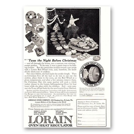 1926 Lorain Gas Ranges Twas the Night Before Christmas Vintage Magazine Print Ad