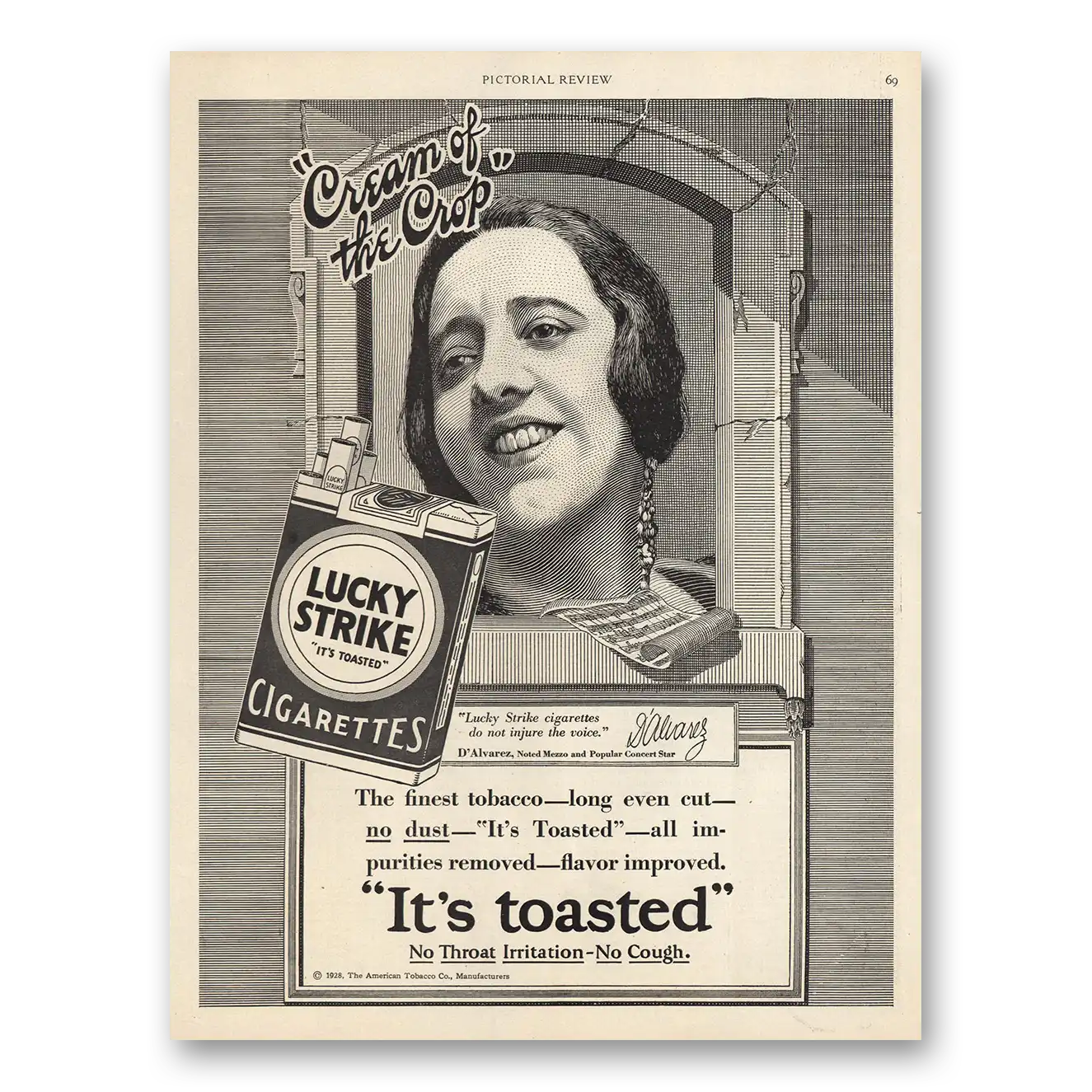 1926 Lucky Strike Cigarettes Cream of the Crop Its Toasted Vintage Magazine Print Ad