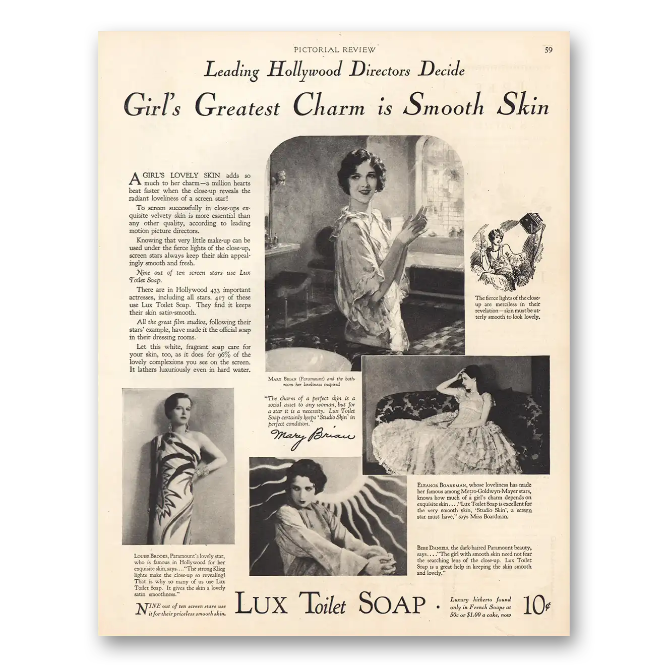 1926 Lux Soap Girls Greatest Charm In Smooth Skin Vintage Magazine Print Ad